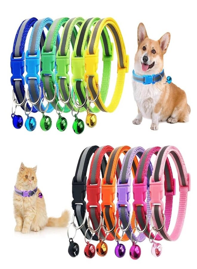KittuPet Pack of 6 pcs Collar Each Collar is 3 pcs Bow Deisgn and 3 pcs refletcive Interactive Collar for Your Kitten Pupies Dog Size 10 MM Random Color - Image 4